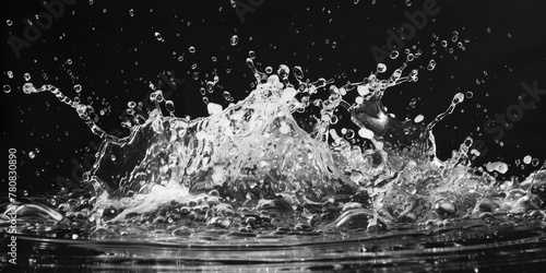 A dynamic black and white image of a water splash. Suitable for various design projects