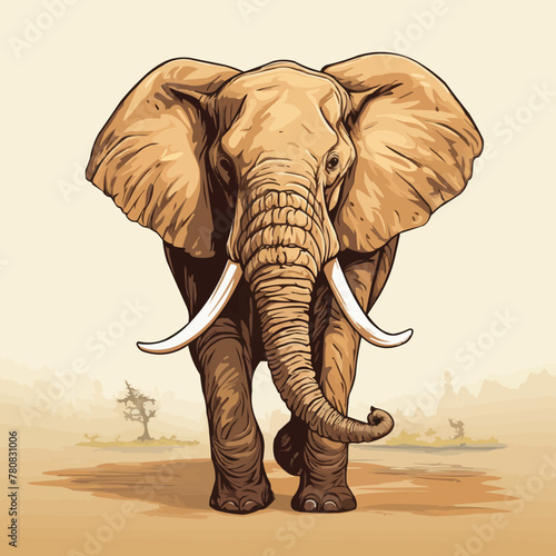 Big elephant drawing vector