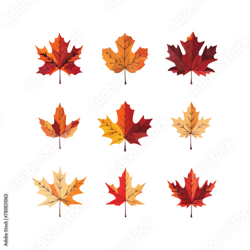autumn leaves. Fall leafs render autumnal seasons september forest flora  fallen maple natural leaf from tree  welcome canada symbol creative isolated exact vector illustration