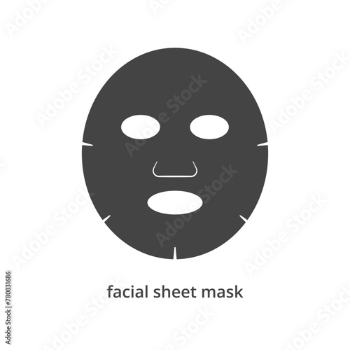 Facial sheet mask black icon. Cosmetic product for face. Vector illustration