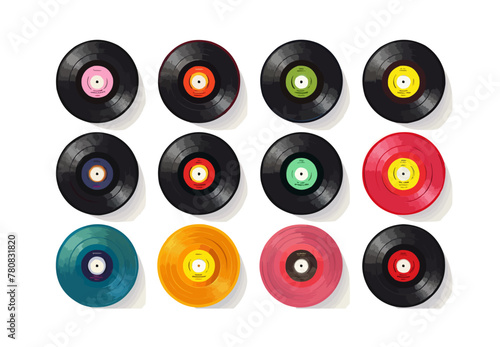 various color vinyl records set vector flat isolated vector style illustration