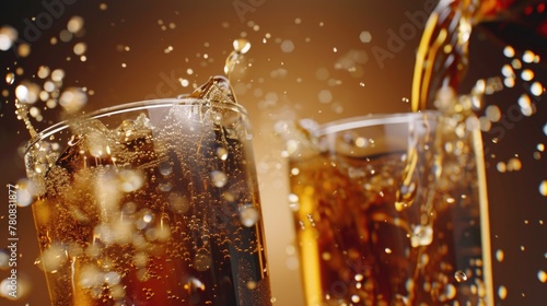 Close-up of two glasses of soda, perfect for advertising