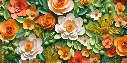 Beautiful floral paper cut wallpaper