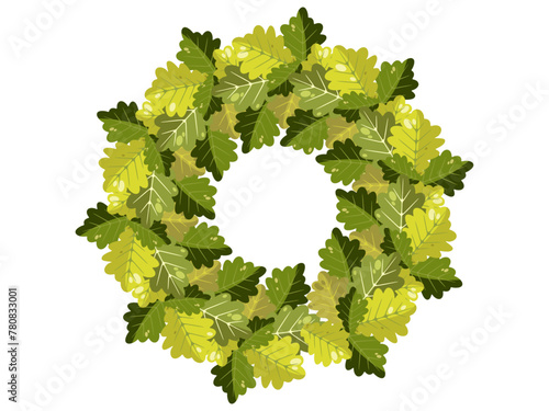 Ligo oak wreath, traditional, illustration with background