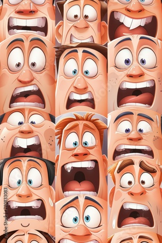 A collection of cartoon faces showing different emotions. Perfect for illustrating a range of feelings