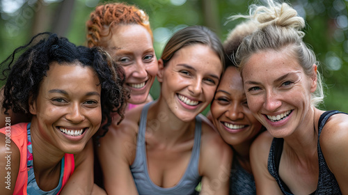 Happy multi generational women having fun together - Multiracial friends smiling, workout outdoor