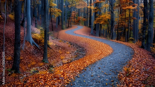 Enchanting Autumn Path Through Vibrant Forest Landscape