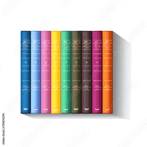 Multicolored book spines. Books on a transparent background. Vector illustration in flat style.