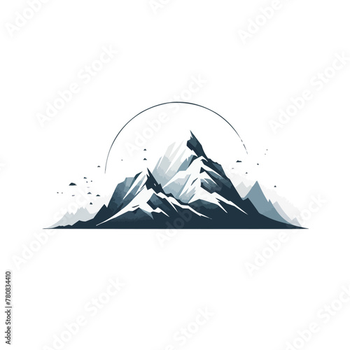 Mountain | Minimalist and Simple Line White background - Vector illustration