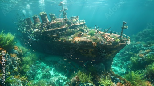 Sunken Shipwreck Transformed into Vibrant Underwater Reef Ecosystem