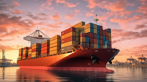 Global business import export commerce trade logistic and transportation worldwide by container cargo ship