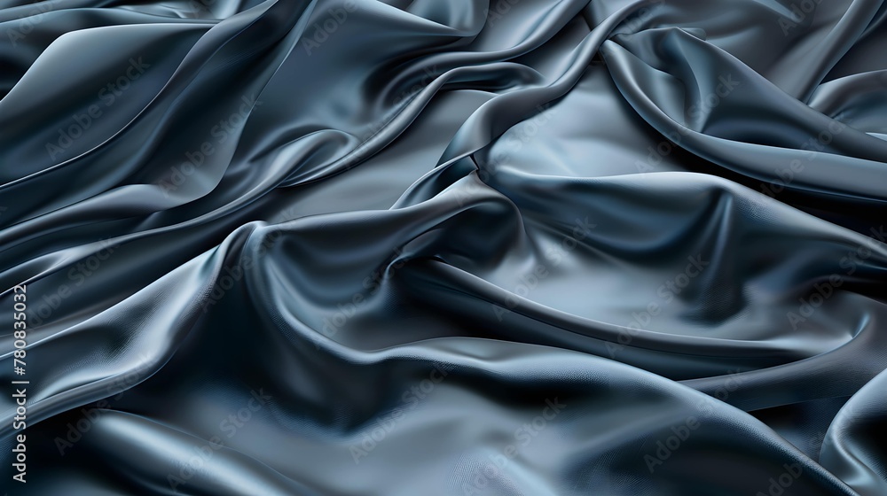 Obraz premium 3d render, abstract blue background with layers of silk folded drapery, fashion wallpaper with levitating cloth