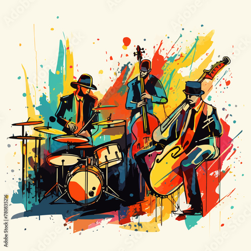 jazz music party musicians band doodles vector sketh illustration
