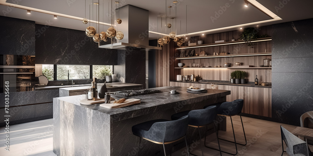 Beautiful kitchen in luxury modern contemporary home interior Beautiful kitchen in luxury modern contemporary home interior