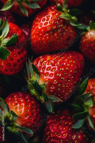 A close up view of a bunch of ripe strawberries. Perfect for food and nutrition concepts