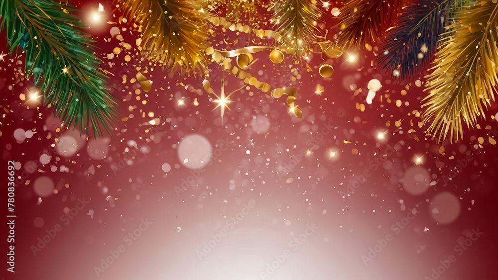 abstract red blurred gradient christmas and new year background with gold glitter snow, snowflakes vector illustration abstract red blurred gradient christmas and new year background with gold glitter snow, snowflakes vector illustration