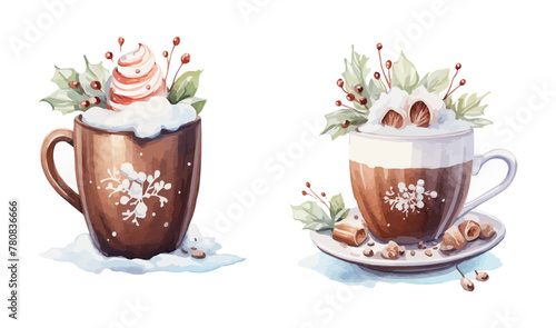Watercolor Hot Cocoa clipart for graphic resources