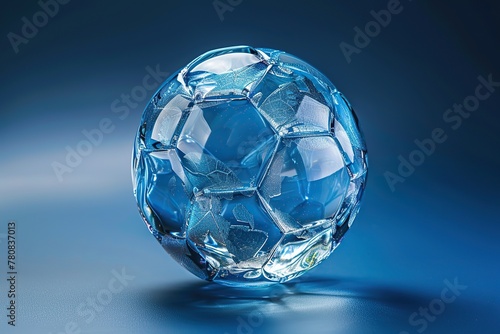 glass soccer ball on a blue background cover