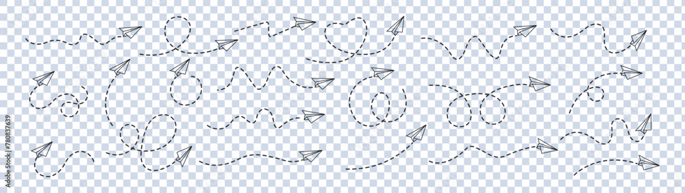 © Hosaen - Paper airplane. paper plane with dotted line trail trace icon