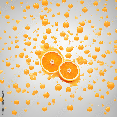 Conceito de Fruta com suco de laranja gotas refrescantes photo