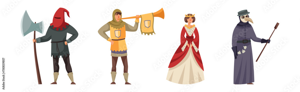 Medieval People Character from Fairytale and Legend Vector Set Medieval People Character from Fairytale and Legend Vector Set