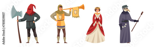 Medieval People Character from Fairytale and Legend Vector Set