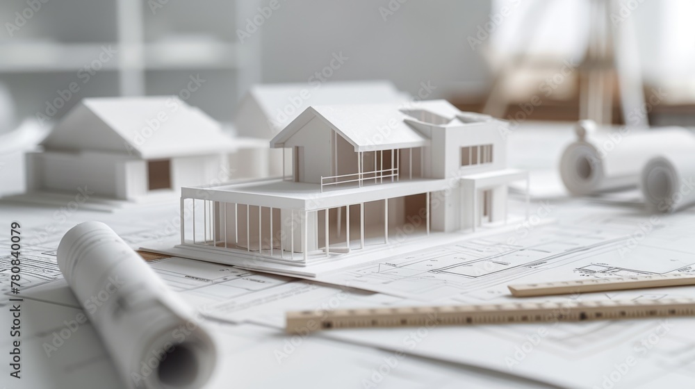 A Model Home on Architect's Desk A Model Home on Architect's Desk