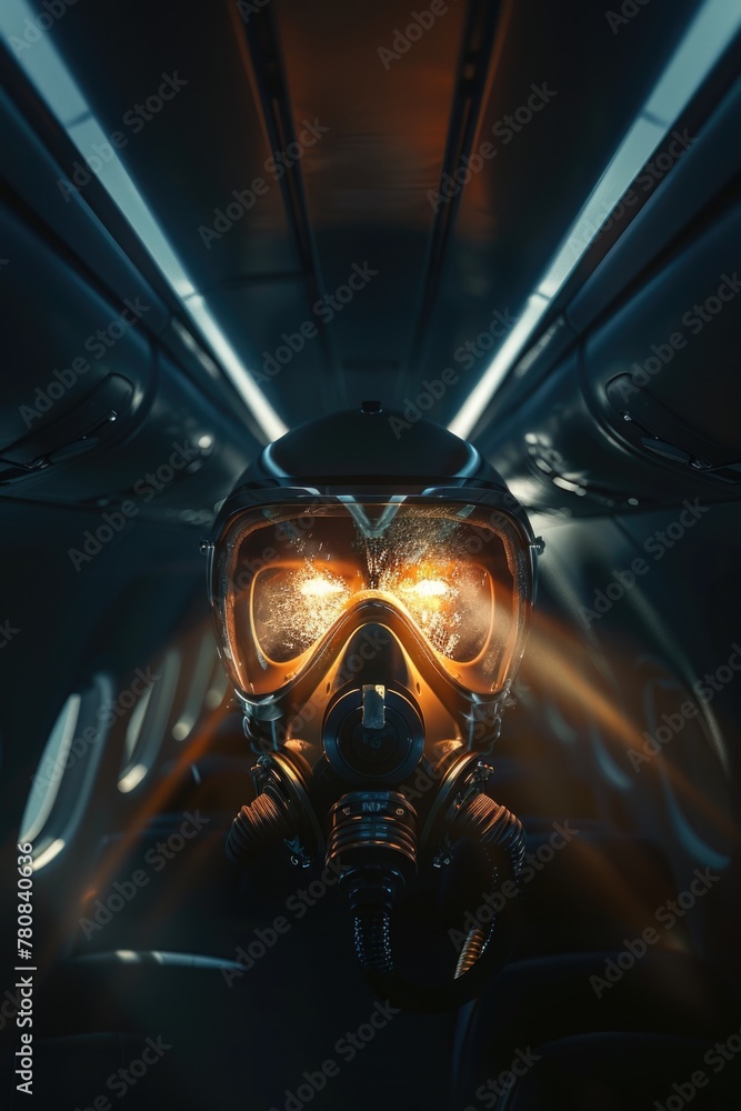 A man wearing a gas mask and goggles, suitable for post-apocalyptic or industrial themes A man wearing a gas mask and goggles, suitable for post-apocalyptic or industrial themes