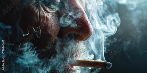 Close up of a person smoking a cigarette, suitable for lifestyle or addiction concept