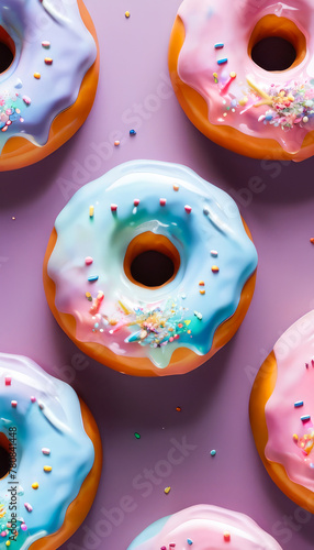 donuts glazed isolated on purple background