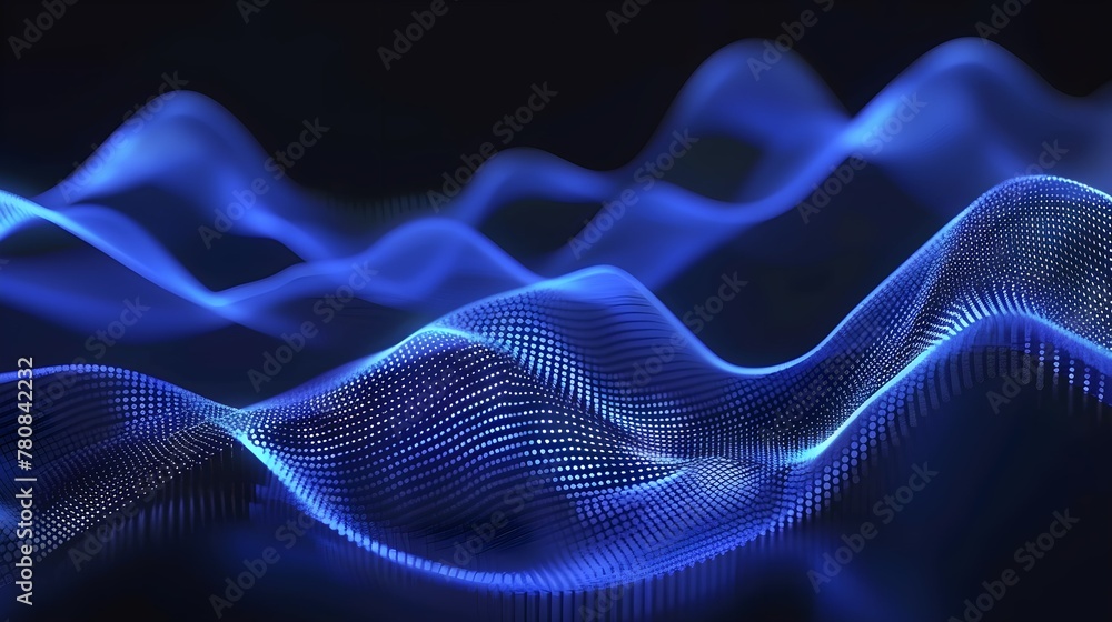 Naklejka premium beautiful abstract wave technology background with blue light digital effect corporate concept