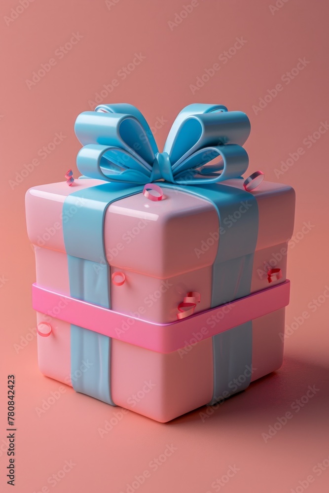 A pastel blue gift box with a shiny satin ribbon on a colored background, symbolizing a thoughtful present. A pastel blue gift box with a shiny satin ribbon on a colored background, symbolizing a thoughtful present.