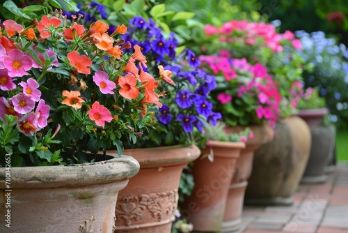 Potted garden with flowers planted
