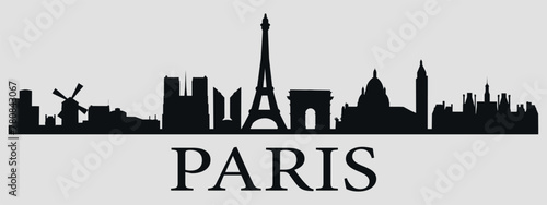 Paris. The city skyline.  Silhouettes of buildings. Vector on a gray background © Dima
