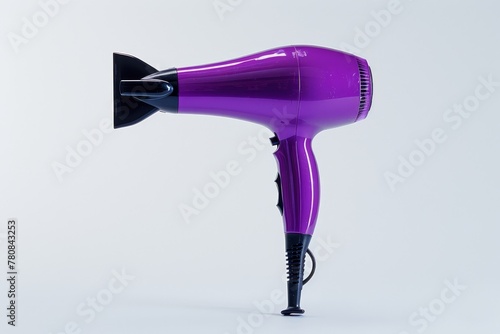 Purple hair dryer with clipping path against white background