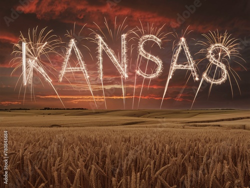 Heartland Horizon: Sunset Fireworks over the Kansas Wheat Fields