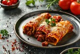 Tasty filled pasta on a plate Italian and Spanish varieties