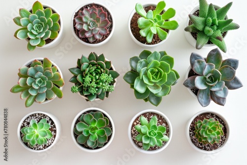 Top down view of succulents