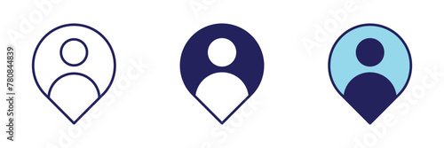 Person geotag or People location pin Icon - Navigation Set