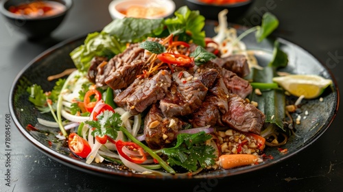 Thai cuisine. Thai Waterfall beef salad.