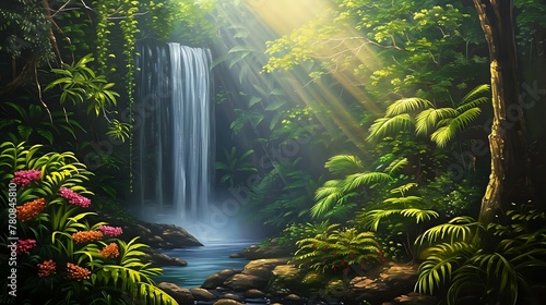 Serene Rainforest Cascade. n