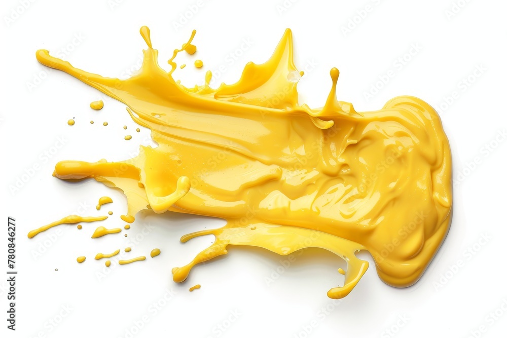 Top view of yellow cheese sauce on white background Top view of yellow cheese sauce on white background