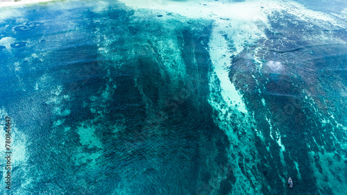 The natural background of nature. Underwater waterfall in Mauritius.