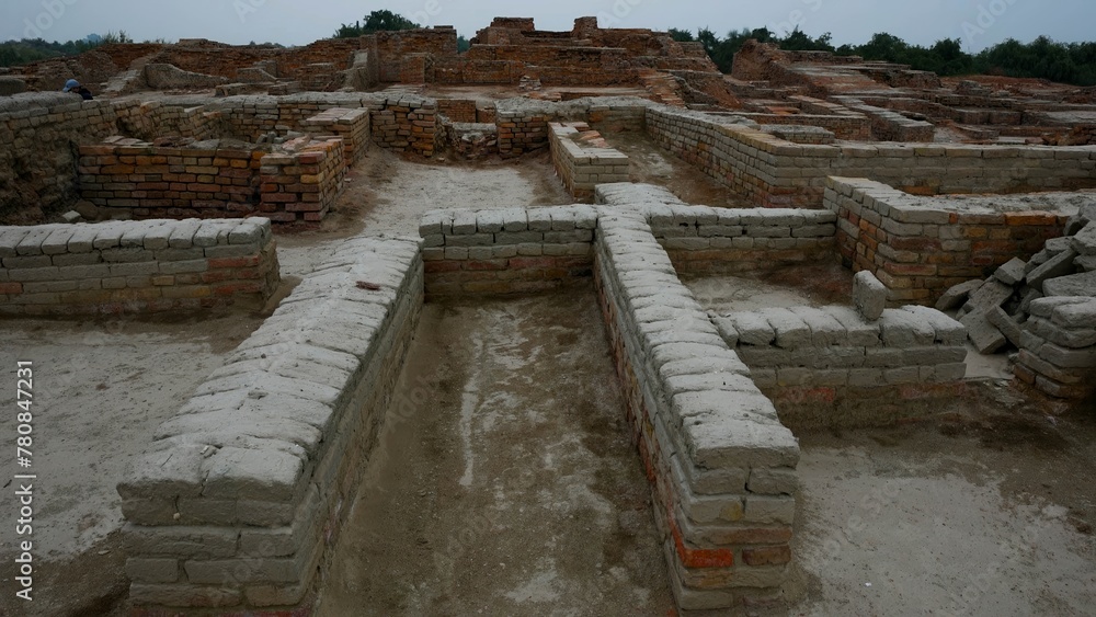Fototapeta premium Ancient brick ruins at archaeological site Mohenjo Daro