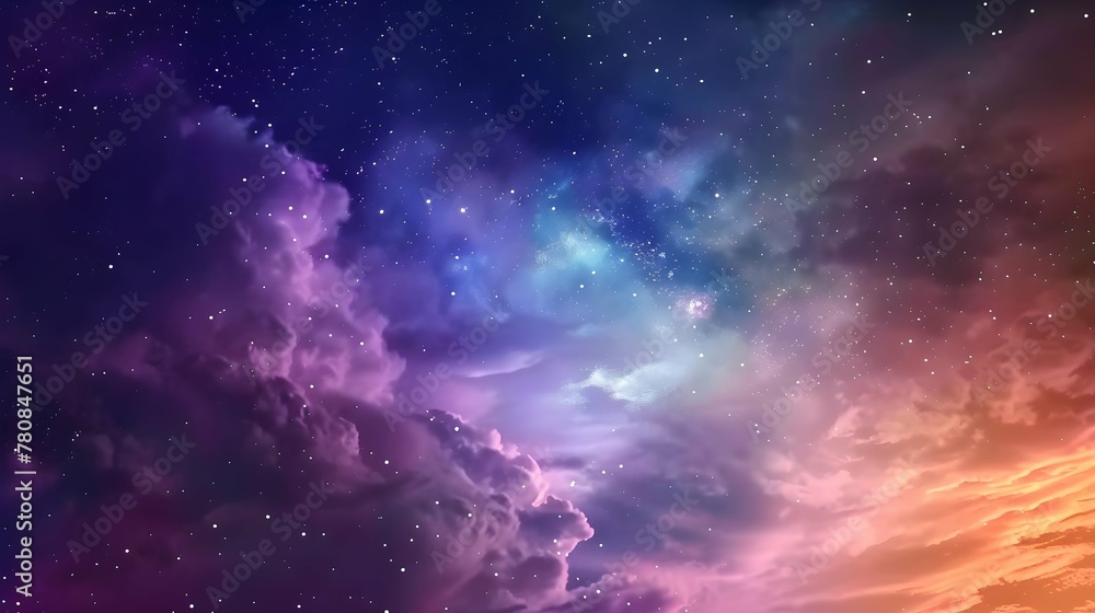 Obraz premium Colorful nebular galaxy stars and clouds as universe wallpaper