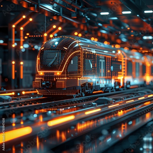 Advanced logistics in industrial automation, AIdriven supply chain management, highspeed maglev cargo trains, seamless connectivity , cinematic photo