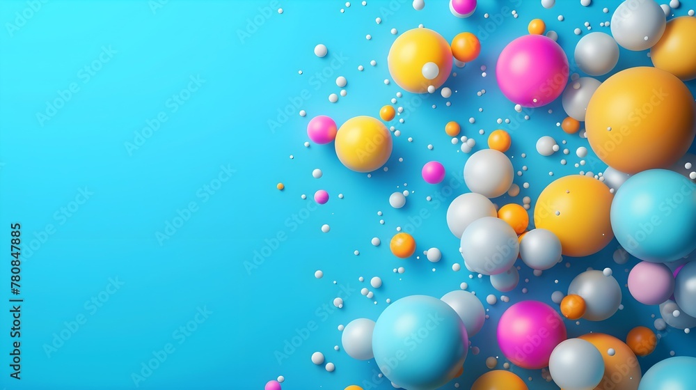 colorful spheres on blue background colorful spheres on blue background