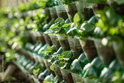 Using plastic bottles for vertical gardening