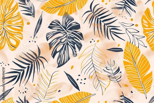 Seamless pattern with Palm leaves. boho leaves repeating pattern for nursery decor.
