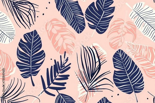 Seamless pattern with Palm leaves. boho leaves repeating pattern for nursery decor. 